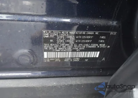 2025 Toyota Rav4 Hybrid Xle z USA, uszkodzony, nr VIN 2T3RWRFV6SW270197